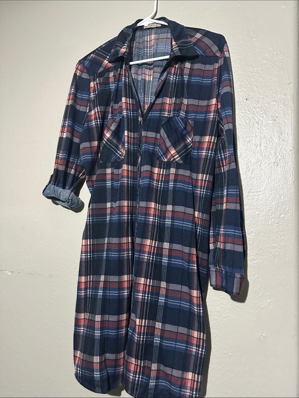 Passport Plaid Long-Sleeve Shirt in Navy and Pink